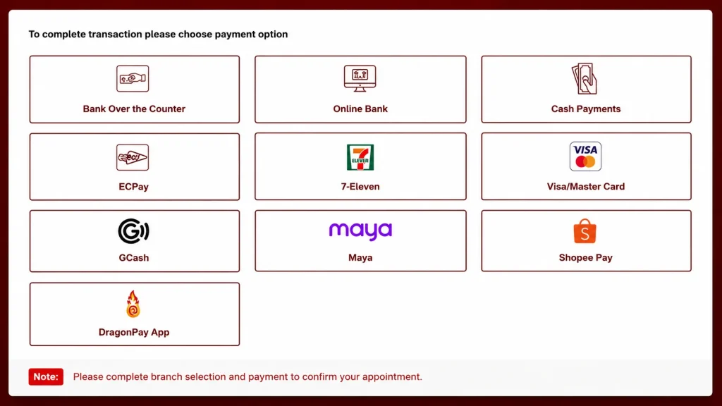 select NBI clearance payment option 