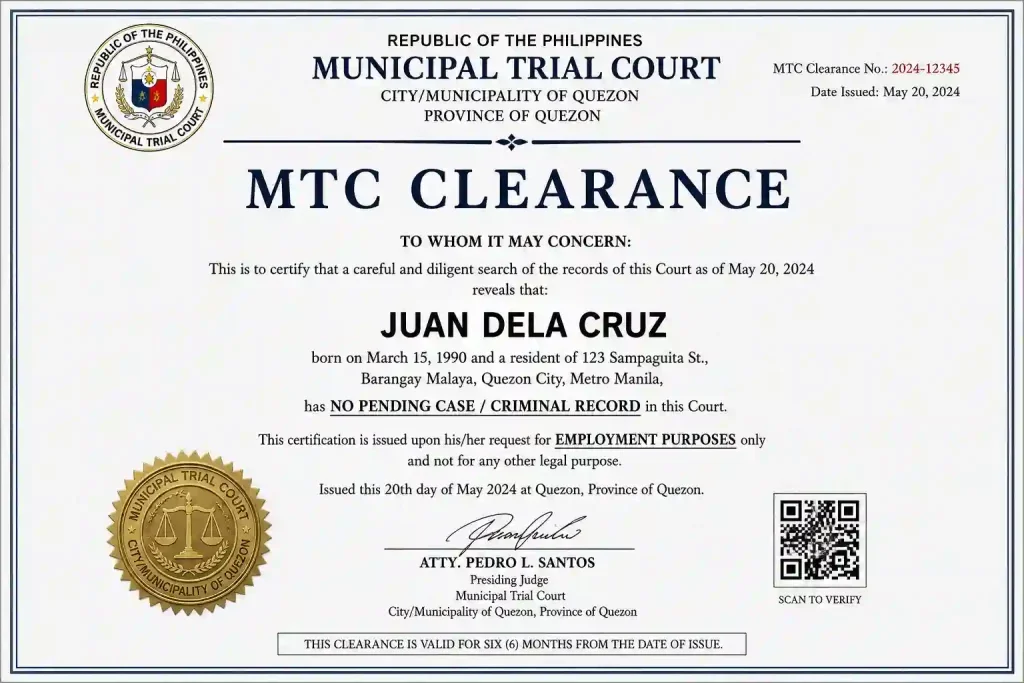 MTC Clearance Sample
