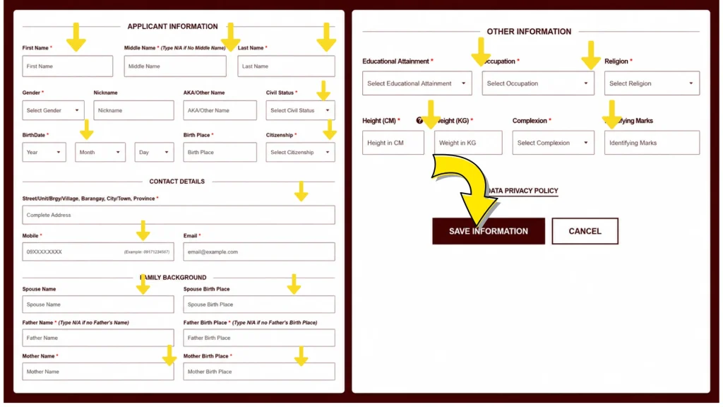 NBI Clearance Online fill form information