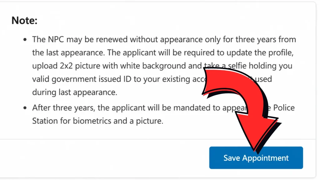 Philippines police clearance renewal non-appearance save appointment