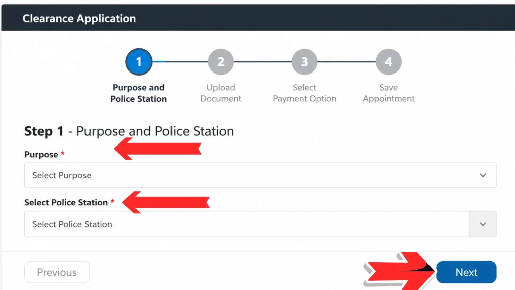 Philippines police clearance renewal non appearance station select